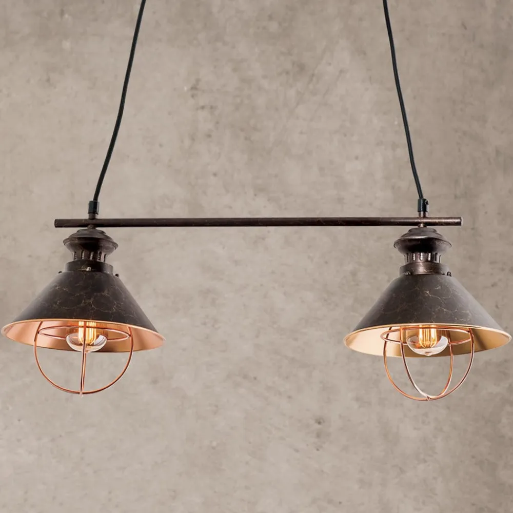 ORION Pendellamper>Hængelampe Shanta i rå kobber med to lyskilder