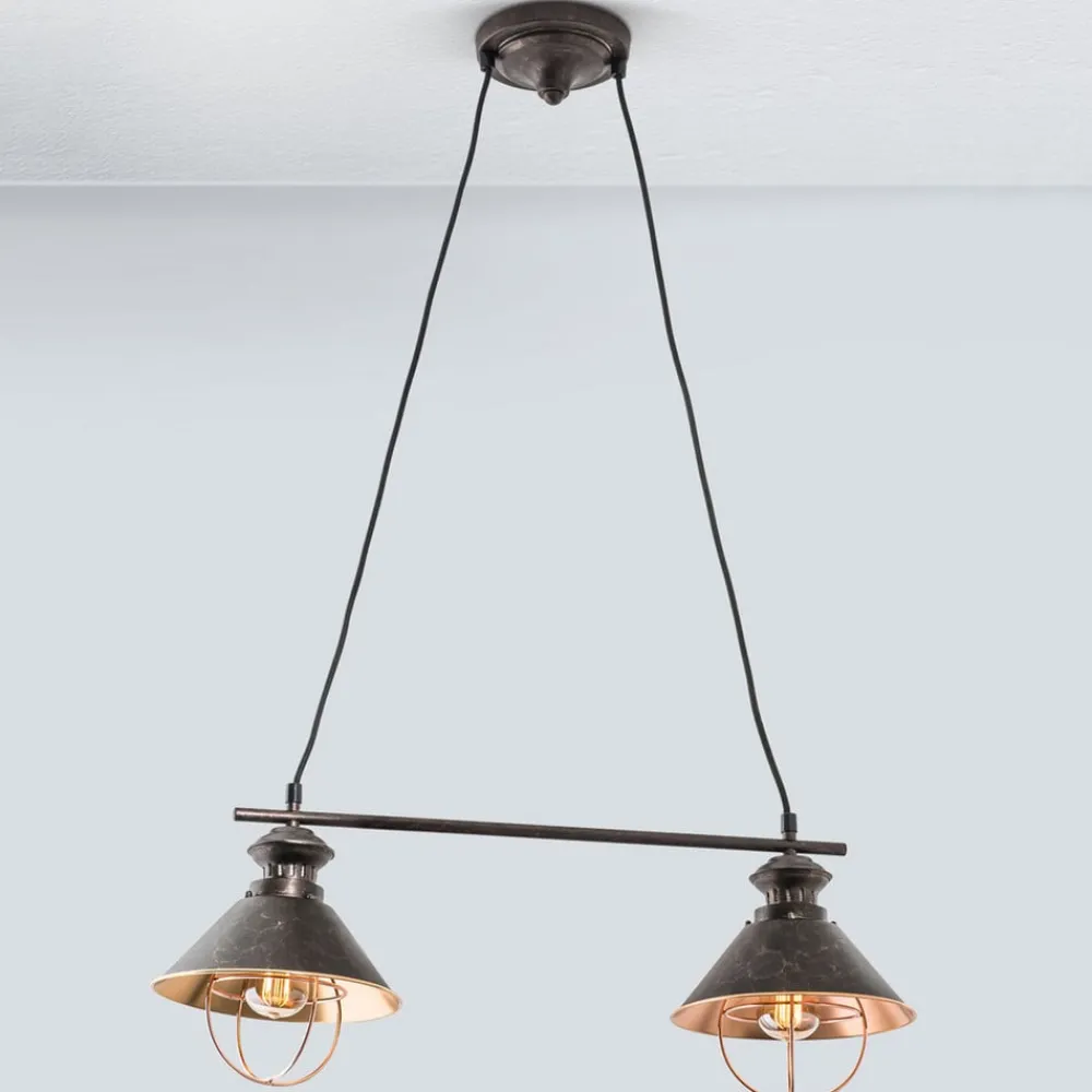 ORION Pendellamper>Hængelampe Shanta i rå kobber med to lyskilder
