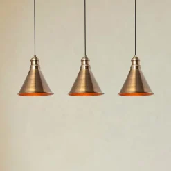 Opviq Hængelampe Sivani MR-314, antik guld, jern 3 lyskilder lineær