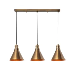 Opviq Hængelampe Sivani MR-314, antik guld, jern 3 lyskilder lineær
