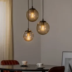 Hængelampe Smoky med glasskærme, 3 lyskilder^Euluna New