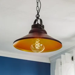 Hængelampe Taft med skærm i sort og guld^Luminex Hot