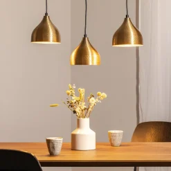 Hængelampe Tattoo 6214, guldfarvet metal 3 lyskilder lineær^Opviq New