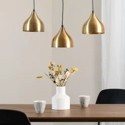 Hængelampe Tattoo 6214, guldfarvet metal 3 lyskilder lineær^Opviq New