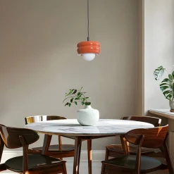 Argon Hængelampe Tina, terrakotta/opal, glas, Ø 19 cm