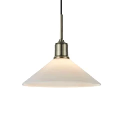 Markslöjd Hængelampe Vela, hvid/gammel messing, glas/jern Ø 25 cm stik