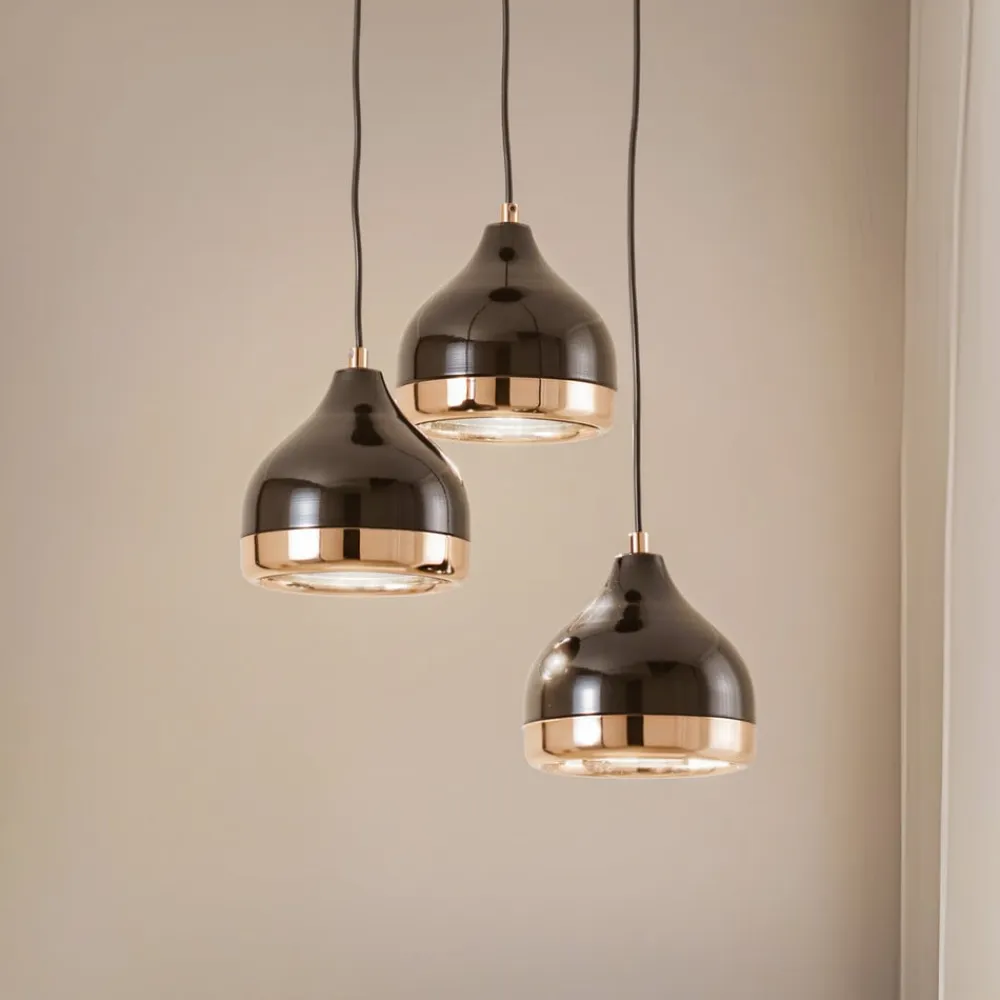 Hængelampe Yildo 6871 3 lyskilder rondel sort/kobber^Opviq Outlet