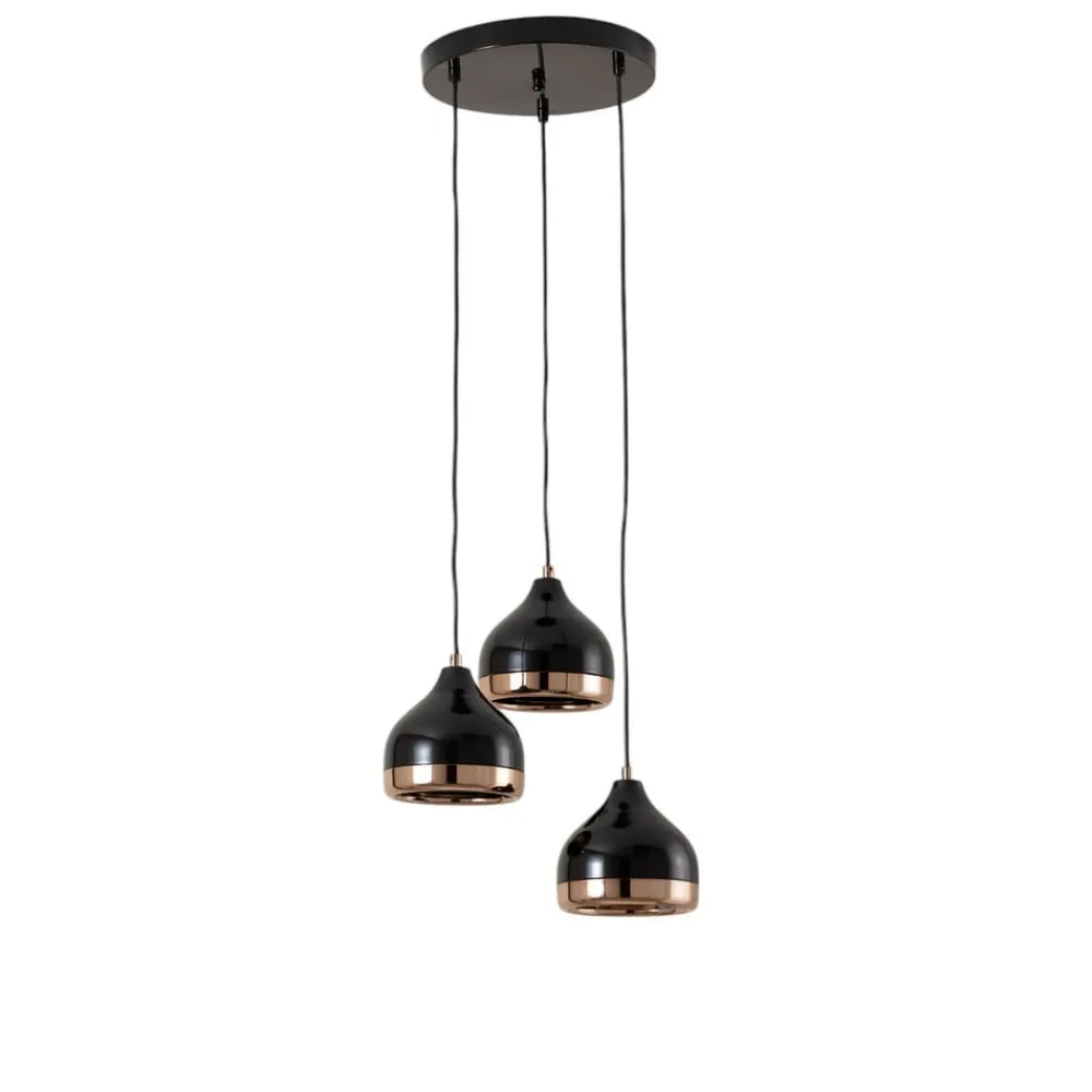 Hængelampe Yildo 6871 3 lyskilder rondel sort/kobber^Opviq Outlet