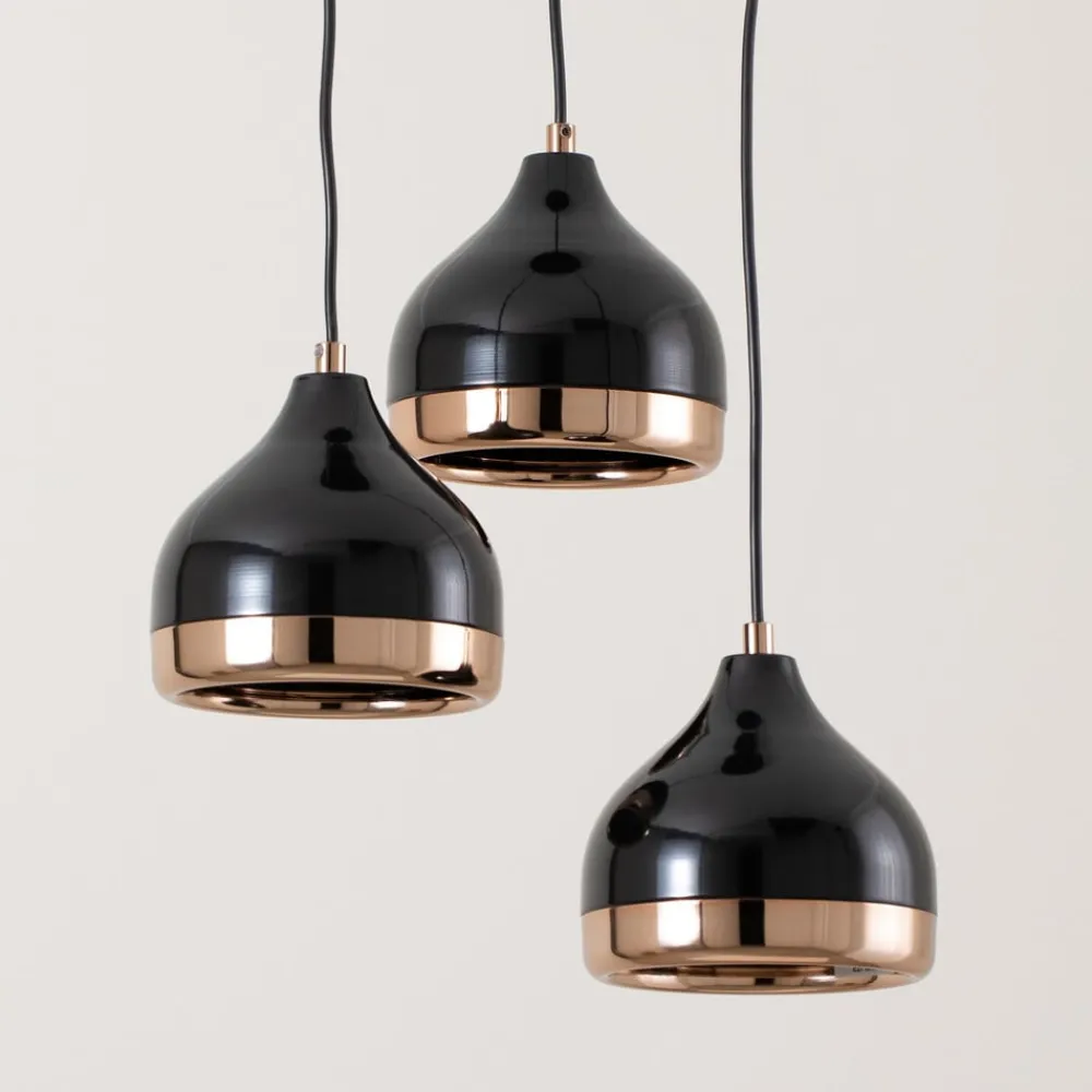 Hængelampe Yildo 6871 3 lyskilder rondel sort/kobber^Opviq Outlet