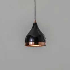Hængelampe Yildo 7000 1 lyskilde Ø15cm sort/kobber^Opviq