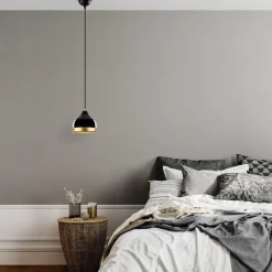 Hængelampe Yildo, 1 lyskilde, sort/guld, metal, Ø 17 cm^Opviq New