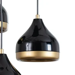 Hængelampe Yildo, 3 lyskilder, sort/guld, rund, Ø37 cm^Opviq Outlet