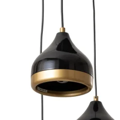 Hængelampe Yildo, 5 lyskilder, rund, sort/guld, Ø43 cm^Opviq Discount