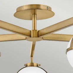 HINKLEY Hollis loftlampe, 5 lyskilder, messing/opal