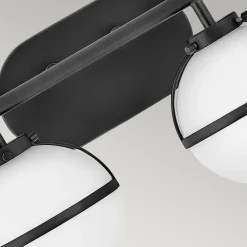 HINKLEY Hollis væglampe til badeværelset, sort/opal, 2 lk