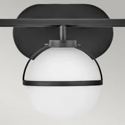 HINKLEY Hollis væglampe til badeværelset, sort/opal, 3 lk