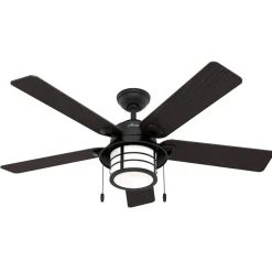 Hunter Santorini ventilator m. lys, træ/sort