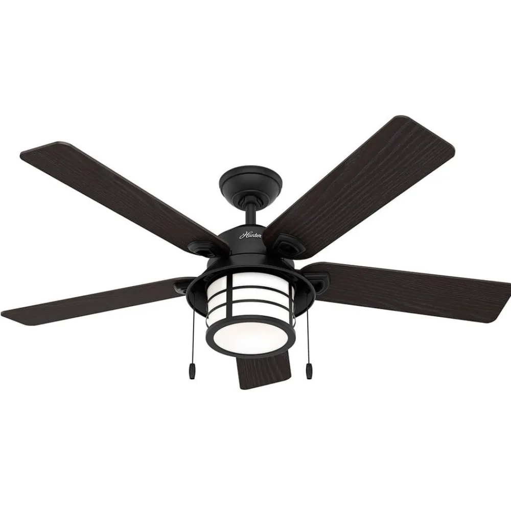 Hunter Santorini ventilator m. lys, træ/sort