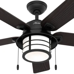 Hunter Santorini ventilator m. lys, træ/sort