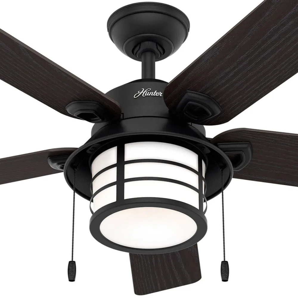 Hunter Santorini ventilator m. lys, træ/sort