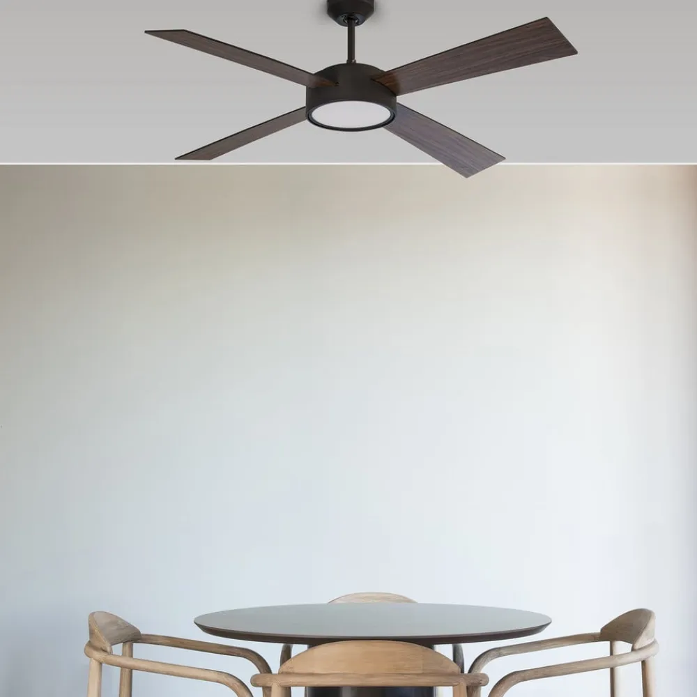 FARO BARCELONA Hydra LED Remote loftventilator, valnød/sort