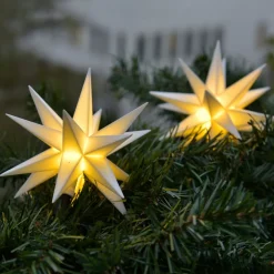 I hvid - udendørs LED-lyskæde med 9 stjerner^STERNTALER New