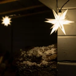I hvid - udendørs LED-lyskæde med 9 stjerner^STERNTALER New