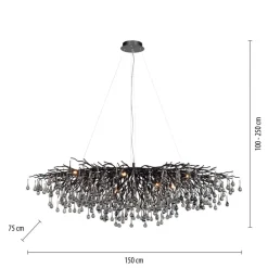 Icicle lysekrone, sort, glasophæng, længde 150 cm^Paul Neuhaus Best