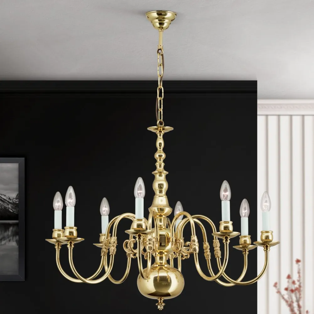 IMKE lysekrone i poleret messing med otte lys^ORION Best