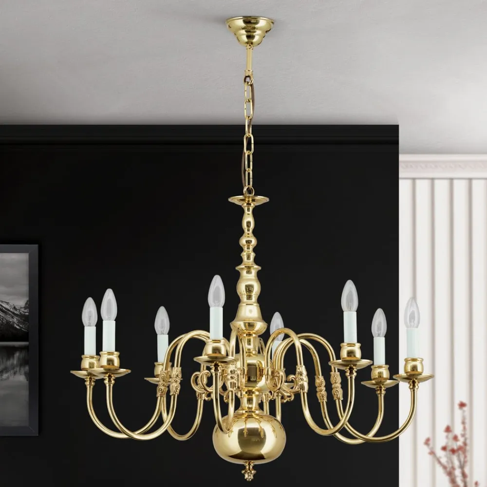 IMKE lysekrone i poleret messing med otte lys^ORION Best