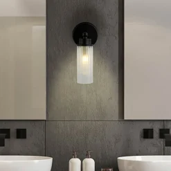 Imperial væglampe, sort, 1 lyskilde, stål, glas, IP44^Searchlight Discount