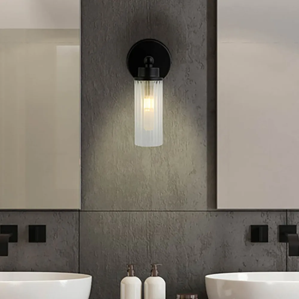 Imperial væglampe, sort, 1 lyskilde, stål, glas, IP44^Searchlight Discount