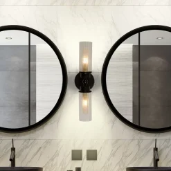 Imperial væglampe, sort, 2 lyskilder, stål, glas, IP44^Searchlight