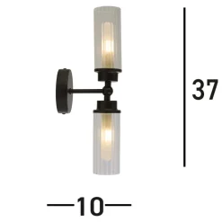 Imperial væglampe, sort, 2 lyskilder, stål, glas, IP44^Searchlight