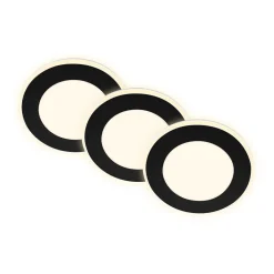 Briloner Indbygningslampe Gima, sort, 3.000 K, sæt med 3 stk