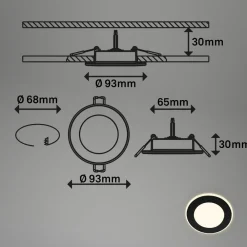 Briloner Indbygningslampe Gima, sort, 3.000 K, sæt med 3 stk