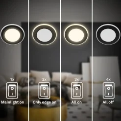 Briloner Indbygningslampe Gima, sort, 3.000 K, sæt med 3 stk