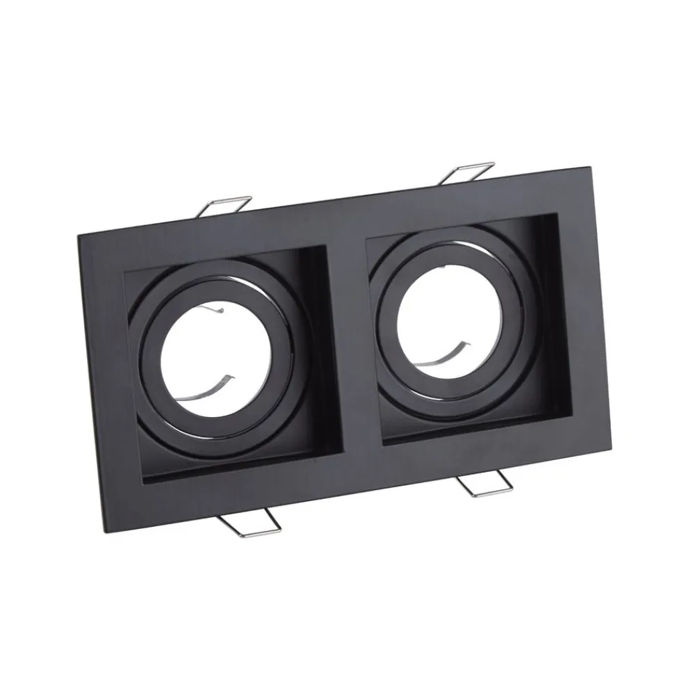 Searchlight Indbygningslampe Grid Two, 2 lyskilder, sort, 18,5x10 cm, aluminium, GU10