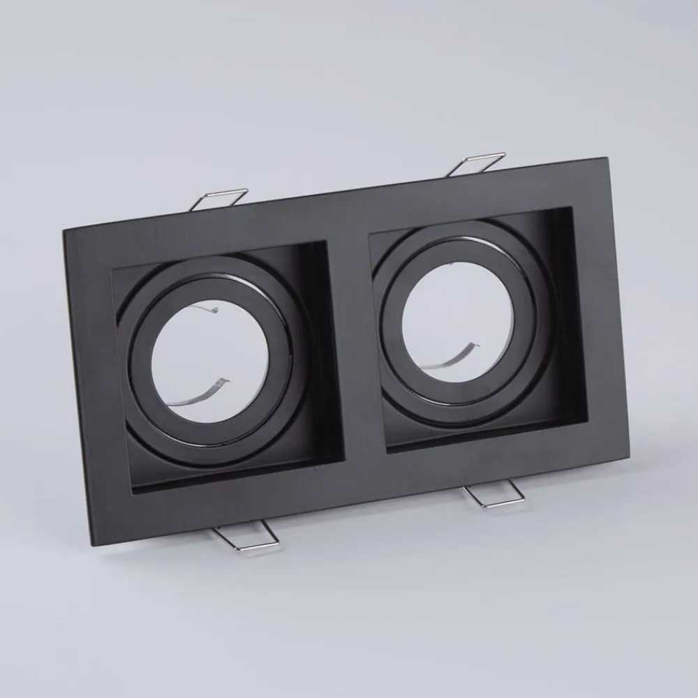 Searchlight Indbygningslampe Grid Two, 2 lyskilder, sort, 18,5x10 cm, aluminium, GU10