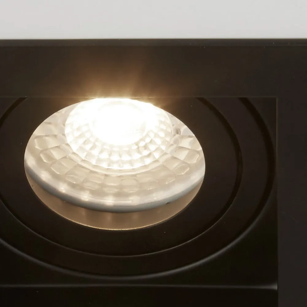 Searchlight Indbygningslampe Grid Two, 2 lyskilder, sort, 18,5x10 cm, aluminium, GU10