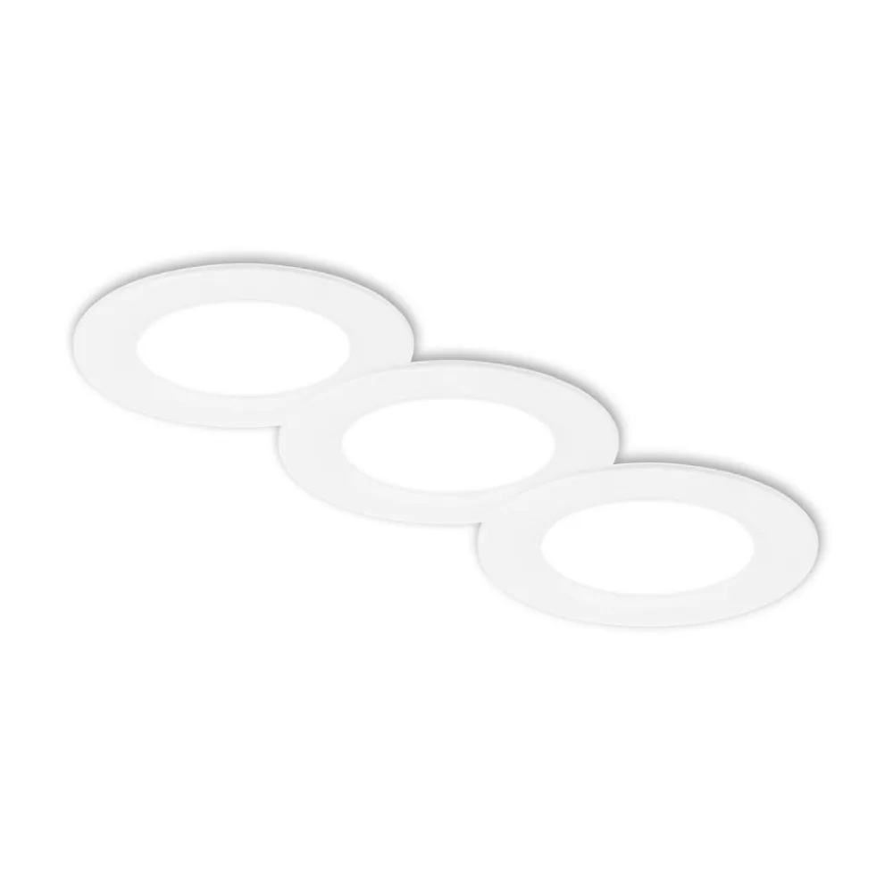 Indbygningslampe Jeft, Ø 9 cm, hvid, sæt med 3, tænd/sluk, fast^Briloner Discount