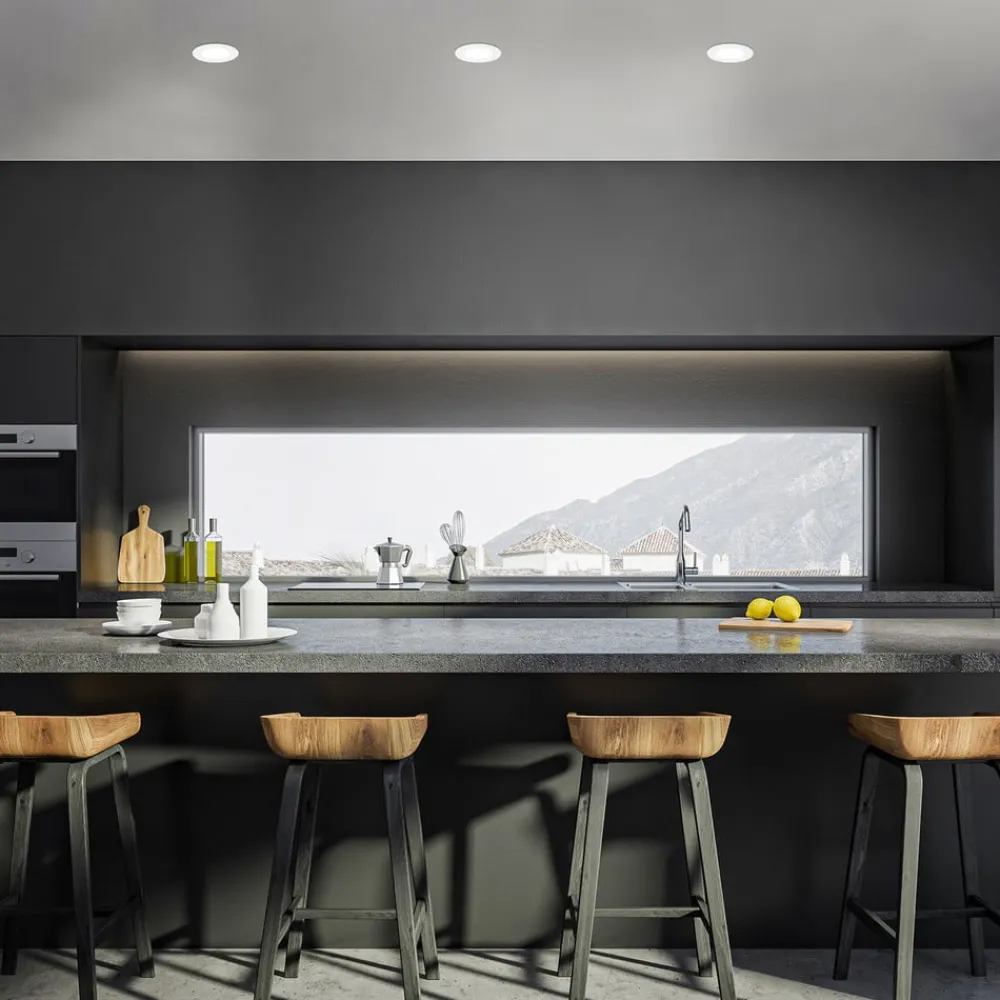 Indbygningslampe Jeft, Ø 9 cm, hvid, sæt med 3, tænd/sluk, fast^Briloner Discount