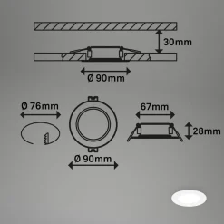 Indbygningslampe Jeft, Ø 9 cm, hvid, sæt med 3, tænd/sluk, fast^Briloner Discount