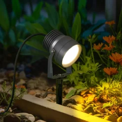 Irina udendørs LED-spot, jordspyd, stik, grå, metal^Lucande Clearance