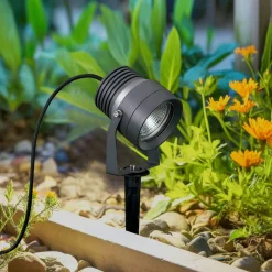 Irina udendørs LED-spot, jordspyd, stik, grå, metal^Lucande Clearance