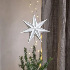 STAR TRADING Dekorationsbelysning|Julepynt>Isa papirstjerne til trætop, hvid med metalspiral