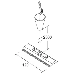 Ivela Skinnesystem>LKM rebophæng 200 cm, plade 12 cm, hvid