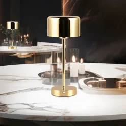 Reality Leuchten Arbejdsrum/Kontor|Bordlamper>Jeff LED-bordlampe, messing, højde 30 cm, metal