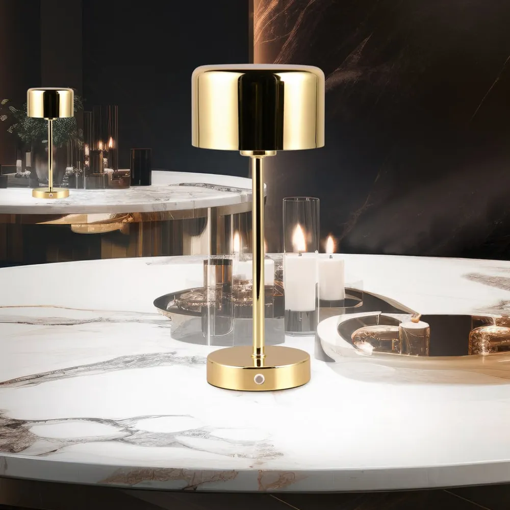 Reality Leuchten Arbejdsrum/Kontor|Bordlamper>Jeff LED-bordlampe, messing, højde 30 cm, metal