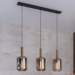 Lucide Joanet hængelampe med røgglas, 3 lyskilder